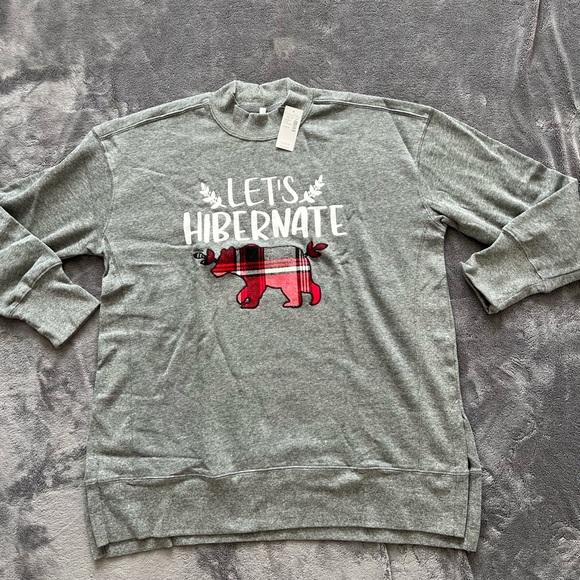 ✨HP x2 NWT Maurices “Let’s Hibernate” Grey Sweater Size Large New - Picture 4 of 8